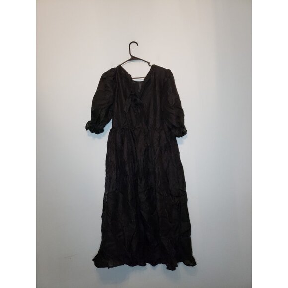 Eloquii Womens 14 A Line Dress Whimsigoth Witchy Black Floral Gothic Romantic - Picture 2 of 5